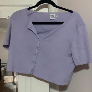 Lilac button down knit crop top